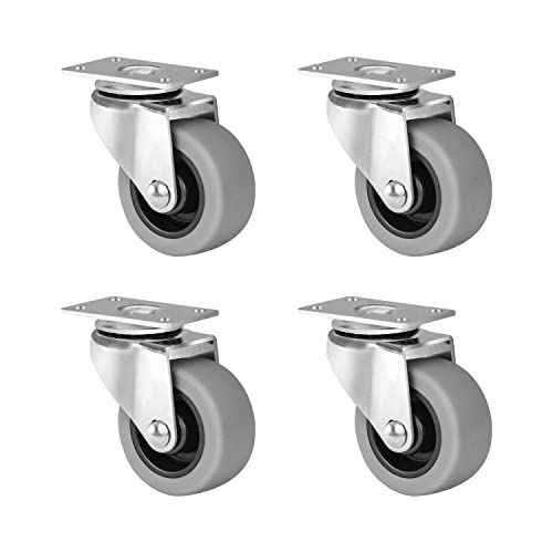 2" Rubber Swivel Casters ? Ultra Quiet & Smooth Rolling, Set of 4-320lbs Load Capacity, Caster Wheels for Cart, Furniture£¨£¨4 Swivel£©£©