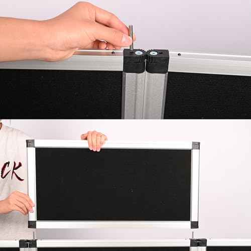 3+1 Panel Trade Show Presentation Board 70.8¡° x 35.4¡± Trifold 3-Panel Display Board Folding 3 Panel Exhibition Boards Single Sided Tabletop Display Black Hook & Loop-Receptive Fabric with Bag