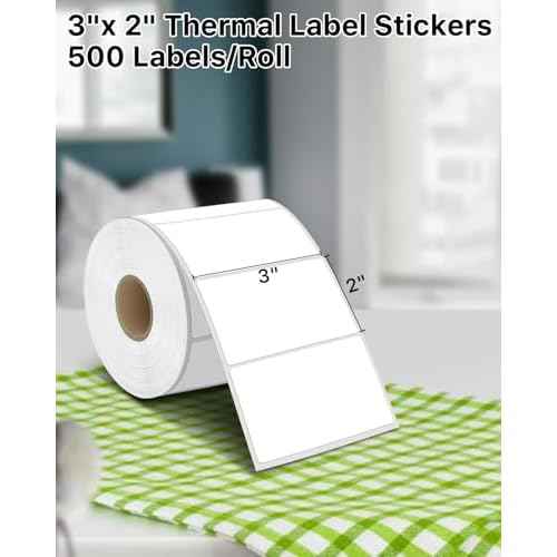iEager 3" x 2" Thermal Labels, Rectangle Thermal Printer Stickers, Self-Adhesive Durable Sticker with Perforation Line, 500 Labels/Roll, White