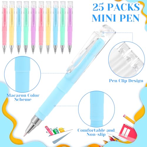 Sayglossy 25 Pack Pocket Small Notebook Journals with Pen 5.6'' x 3.7'' Mini Journaling Notepads A6 Ruled Journals Hardcover Lined Notebook Bulk with Pen Holder for Office School Memo(Macaron Colors)