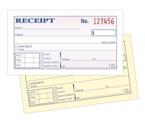Adams 3-Pack Money & Rent Receipt Books, 2-3/4 x 5-3/8, 2-Part White/Canary, 50 Sets Each