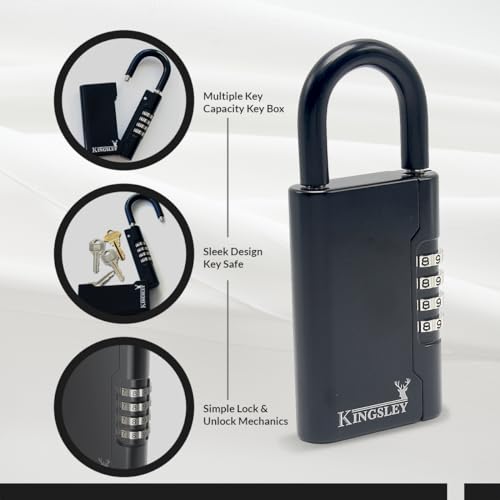 Kingsley Guard-a-Key Large Portable Black Lockbox with Combination for Keys