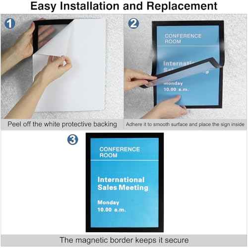 Self-Adhesive Magnetic Document Sign Holder 8.5X11'',Black,Pack of 10