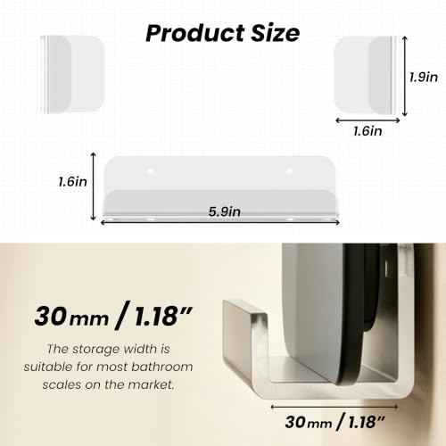 ELETIUO Clear Wall-Mounted Digital & Body Fat Scale Holder, Space-Saving Bathroom & Gym Organizer