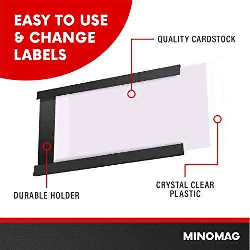 25pcs Magnetic Label Holders 3x5 Inches | C Channel Magnetic Index Card Holder for Steel Shelves, Warehouse Racks
