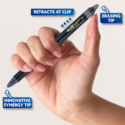 Pilot FriXion Synergy Clicker Erasable Gel Pens 0.5mm Black 5-Pack