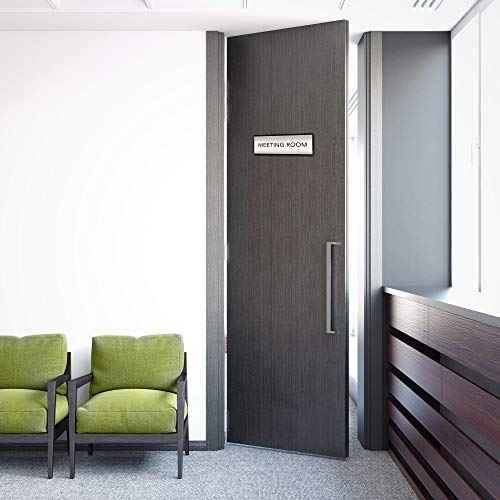 Set of 6 ?Sturdy & Elegant Black Aluminum Wall Mount Name Plate Holder, Office Business Door Curved Sign Holder with Adhesive Tape, 8¡± X 3¡± - Plastic Film Included, Paper Inserts NOT Included
