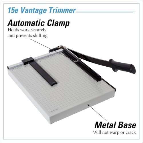 Dahle 15e Vantage Paper Trimmer 15-Inch Cut Length, 15 Sheets, Automatic Clamp, Metal Base