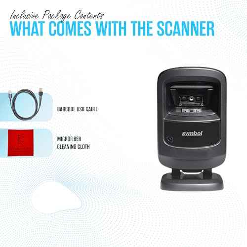 DS9208 Zebra Symbol Digital Handsfree 1D/2D Barcode Scanner with USB Cable & Microfiber Cleaning Cloth - High Performance Scanning, Compact Design, Standard Range (Renewed)
