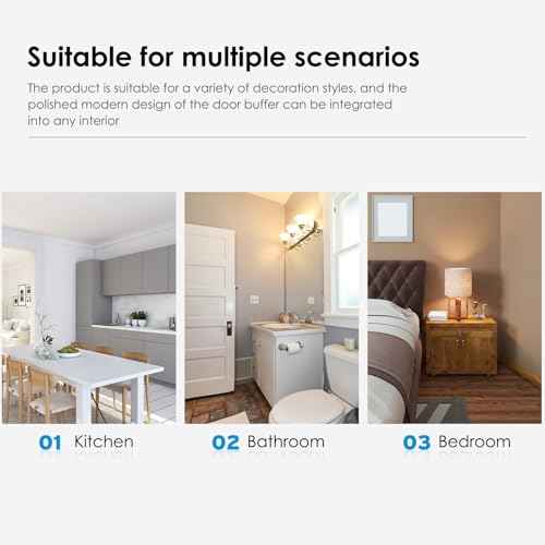 16 Pcs Self Adhesive Door Stoppers, Stainless Steel Floor Door Stop Wall Protector, Half Dome Floor Gate Stopper for Living Room, Bedroom, Bathroom, Office (Black)