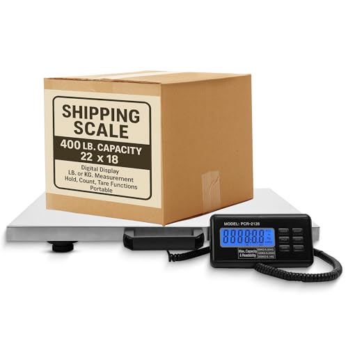 Houseables 400 Lb Industrial Shipping Platform Scale 22x18 Inch Large Digital Weighing System