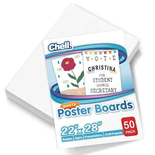 Chell Large Size 22" x 28" White Poster Board Heavyweight, for School Craft Project, 85 lb. Cover Weight, 50 Count
