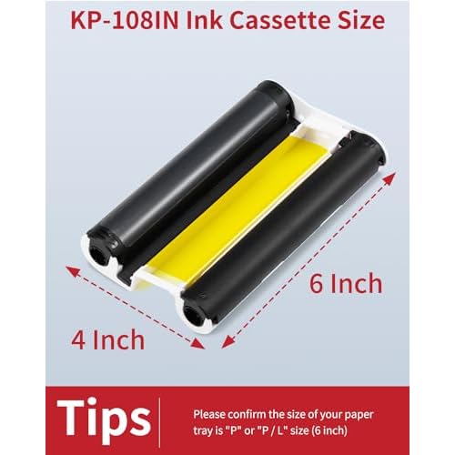 Selphy CP1300 CP1500 Ink Cassette Compatible with Canon Selphy KP-108IN Color Ink Cartridges KP108 for CP1200 CP1000 CP910 CP900 CP760 CP740 Wireless Compact Photo Printer 4 x 6 inch, 4-Pack, No Paper