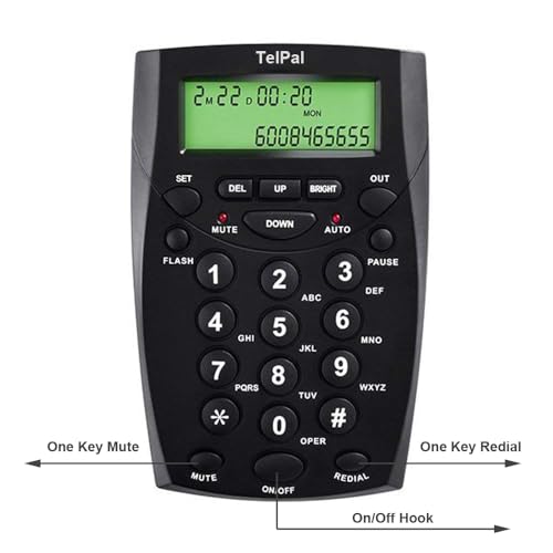 TelPal Call Center Headset Telephone with Dialpad & Noise Cancelling Monoral Over Ear Headphone & Mic, Wired Analog Landline Home & Office Telephone with Caller ID