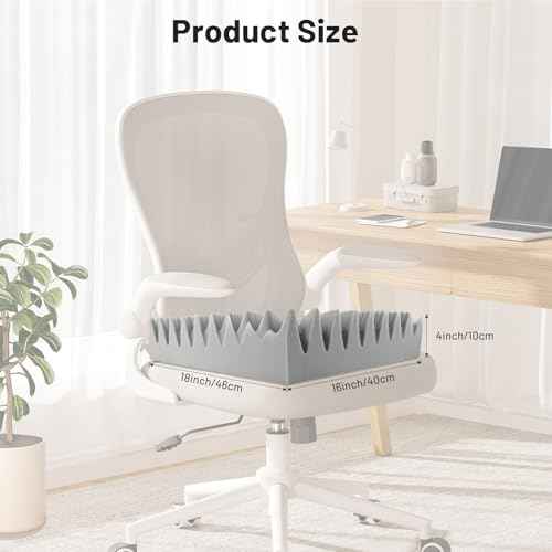 Egg Crate Seat Cushion Foam Pad ? Relieves Back, Sciatica, Tailbone & Hip Pressure for Long Sitting ? Ideal for Office Chair, Wheelchair, Recliner, Car Seat ? 18x16x4 Inch, Gray
