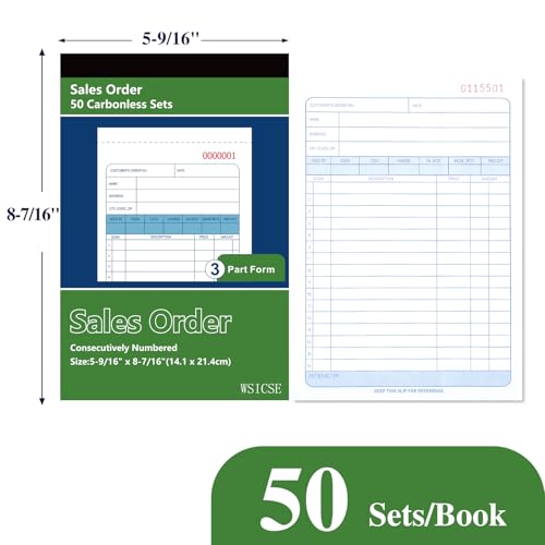 6-Pack Sales Order Book, 3-Part Carbon Copy Receipt Books (5-9/16 x 8-7/16) WSICSE