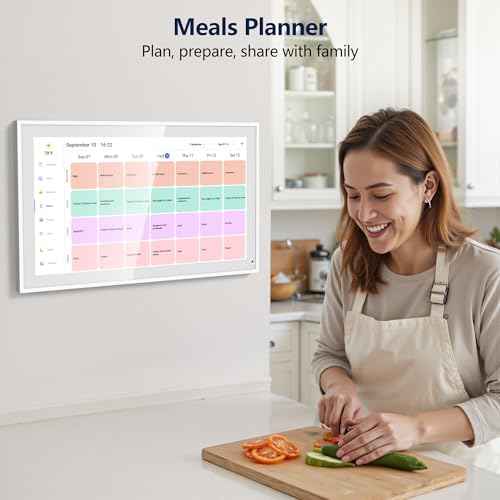 Digital Calendar, 15.6 Inch Wall Planner Electronic Calendar & Chore Chart, Smart Touchscreen Interactive Display for Family Schedules, Great for Organizing Your Routines, Wall & Desk Mountable