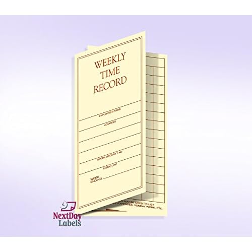 NextDayLabels - Weekly Employee Pocket Size Time Cards