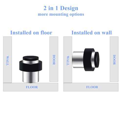 8 Pack Door Stoppers Stainless Steel with Rubber Bumper Door Stops for Wall and Floor MountingHeight 2.4"