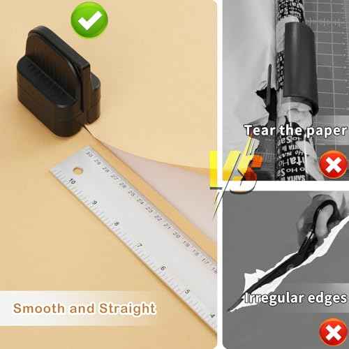 2Pcs Wrapping Paper Cutter, Gift Wrap Cutter with 2 Replaceable Blade 4 Wheels Compact Christmas Gift Wrapping Paper Roll Cutter Tool Black