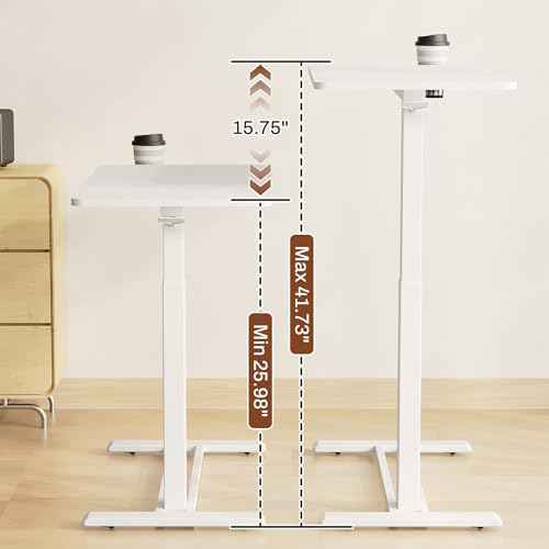 FLEXISPOT Mobile Standing Desk with Wheels Pneumatic Laptop Desk Rolling Computer Cart Movable Height Adjustable Small Sit Stand Desk Computer Workstations Home Use£¨27.6" W x 15.7" D,White