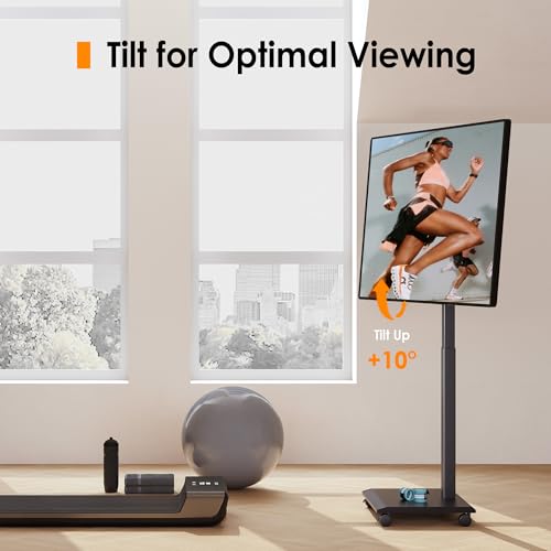 FITUEYES Hand Crank Lift TV Stand with Wheels for 32-75 Inch TVs – Black