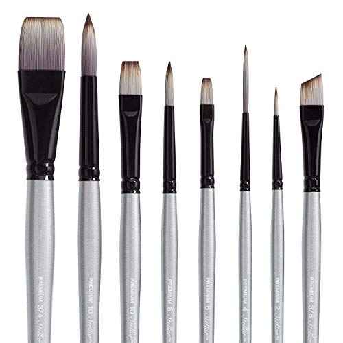 KINGART Stellar Series Premium Synthetic Blend Multimedia Artist Brushes, Painting Tools for Oil, Acrylic, Watercolor and Gouache, Gift Box, Set of 8 Paintbrushes