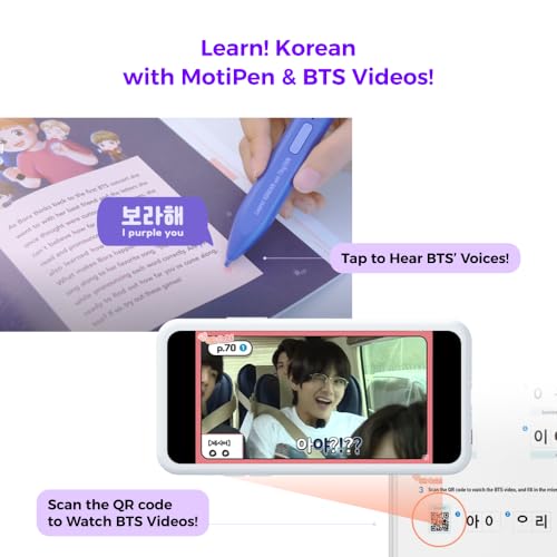 Korean Language Learning Set with BTS & TinyTAN - 6-Book Beginner Kit with Audio Pen