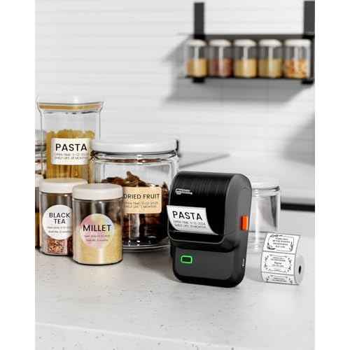 Label Maker Machine with Tapes, M100 Address Label Maker, Barcode Label Printer with 2000 Icons and 300 Templates, Bluetooth Thermal Label Printer for Small Business, Home, Logo, Office, School, Black