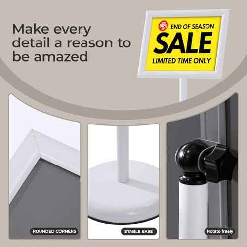 sign holder stand, floor standing sign poster stand for display, heavy duty pedestal signage stand for diplay menu advertising (White, 8.5¡¿11)