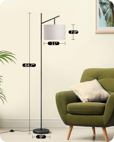 EDISHINE Black Modern Floor Lamp 64.7" Arc Standing Lamp for Living Room
