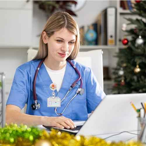 3 Pcs Flower Badge Reel Convenient Badge Reels Retractable with Key Ring Nurse Badge Holder Dried Floral Resin ID Badge Clip for Teacher Nurse Doctor Worker (Round)