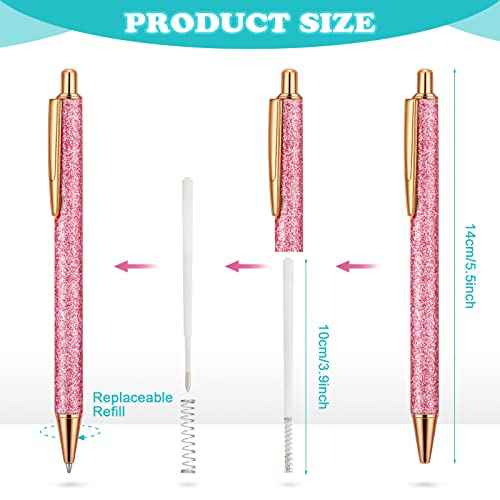 Handepo 60 Piece Cute Pretty Metal Glitter Ballpoint Pens for Women Fancy Shiny Journaling Pen for Writing, Black Ink Medium Point 1.0 mm Click for Birthday Office School Supplies