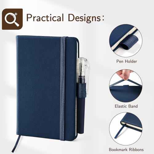 NETANY 4 Pack Small Notebook Pocket Notebook, A6 Mini Leather Hardcover Journal, 3.7" X 5.7", 416 Pages Note Pads, Black, Green, Brown, Blue