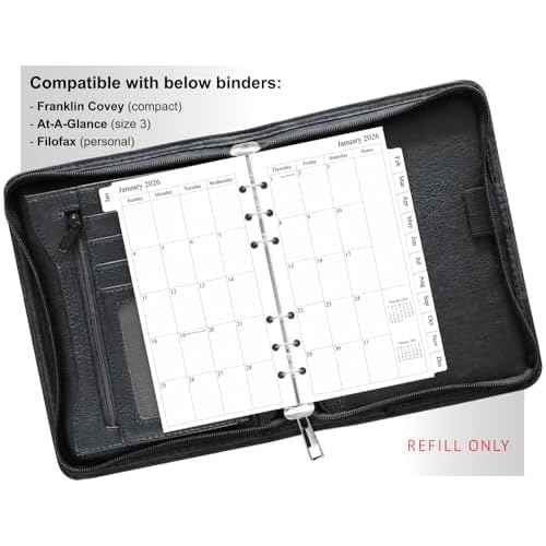 newestor 2026 Weekly & Monthly Planner Refill, 3-3/4" x 6-3/4", Jan 2026 - Dec 2026, Personal/Compact/Size 3