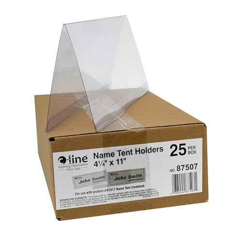C-Line Plastic Name Tent Holders, 4-1/4 x 11 Inches, Clear, Pack of 25 (87507)