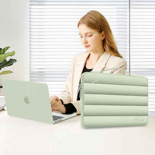 MOSISO Compatible with MacBook Pro 14 inch Case 2025-2021 M5 M4 M3 M2 M1 A3434 A3112 A3185 A3401 A2918 A2992 A2779 A2442, Hard Shell&Puffy Sleeve Bag&Keyboard Cover&Webcam Cover&Screen Film,Sage Green