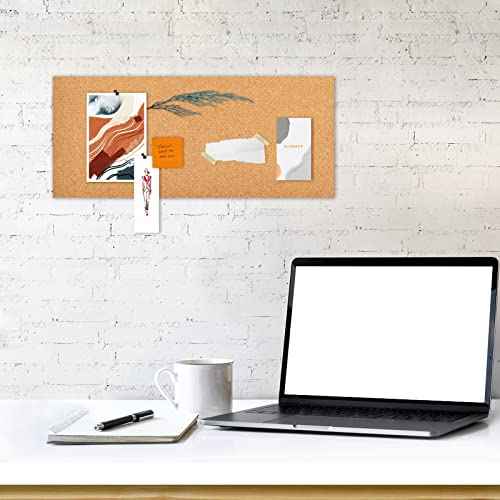 17x8 Corkboard Tiles Bulletin Board, 1/2" Thick Self-Adhesive Cork Boards for Walls, Cork Tiles Vision Board for Home, Office, School, Bulletin Board Decorations(12mm,1pc)