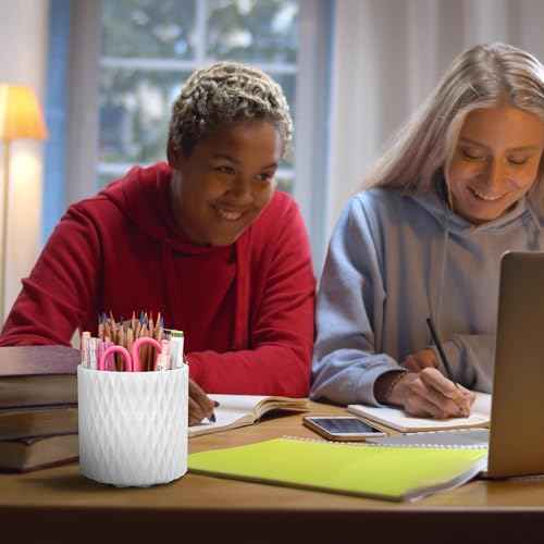 Pen Holder - 360¡Æ Rotating, 5 Slot Pen Holder For Desk. Pencil Holder For Office,School,Dorm Room&Vanity, Desk Accessories(White)