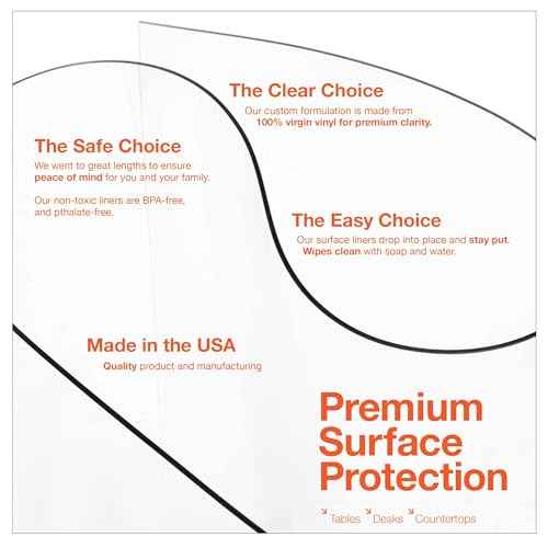 Clear Table Protector, USA Made, Safe, 20 x 34 Inch, 2mm Thick Ultra Smooth Vinyl, Plastic Clear Table Cover for Kids Table, Desk Pad Mat for Writing Desk