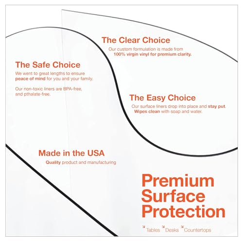 Clear Table Protector, USA Made, Safe, 22 x 54 Inch, 2mm Thick Ultra Smooth Vinyl, Clear Plastic Table Cover for Coffee Table, Table Cover Custom for Office Table