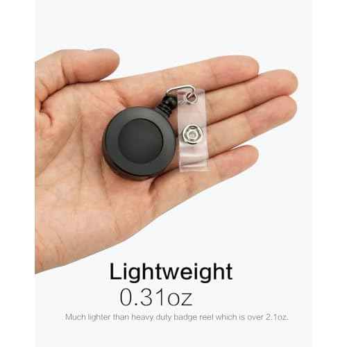 2 Pack Badge Reels Retractable with Key Rings, ID Badge Holder with 2 pcs Waterproof Extra Thick ID Card Holders, Belt Clip (Black)