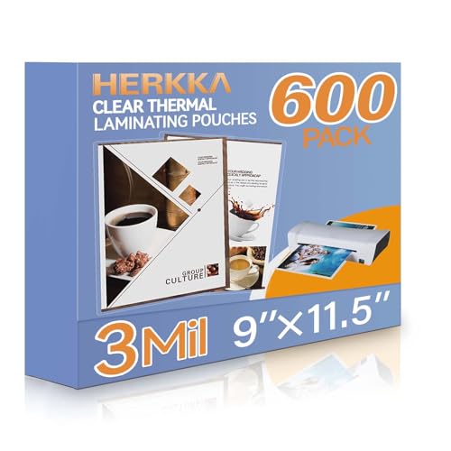HERKKA 600 Pack Laminating Sheets 8.5x11 Inch 3 Mil Clear Thermal Pouches