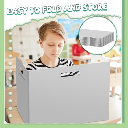 Desk Privacy Dividers Set 30 - Trifold Plastic Classroom Folders for Students