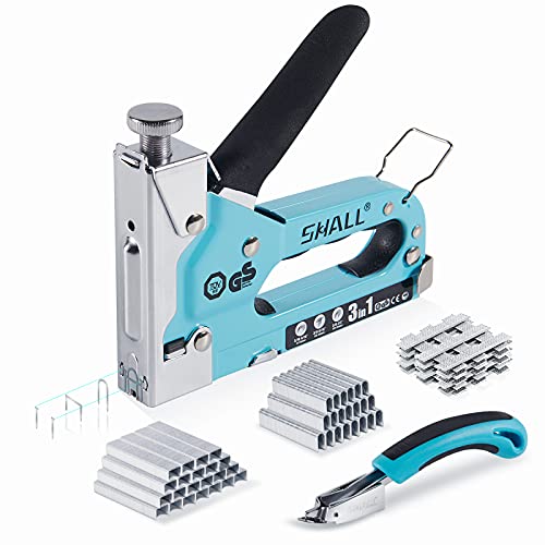 Blue 3-in-1 Heavy Duty Staple Gun Kit with 3000 Staples, Remover & Adjustable Power