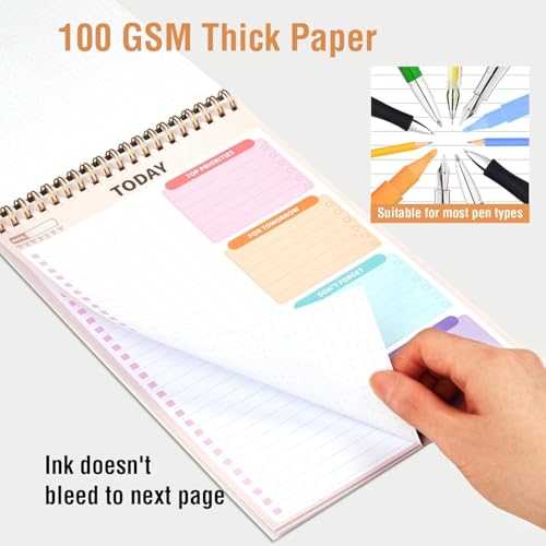 Cute Daily To-Do List Notebook 6.5x9.8 Inches - Forvencer Work & Home Planning