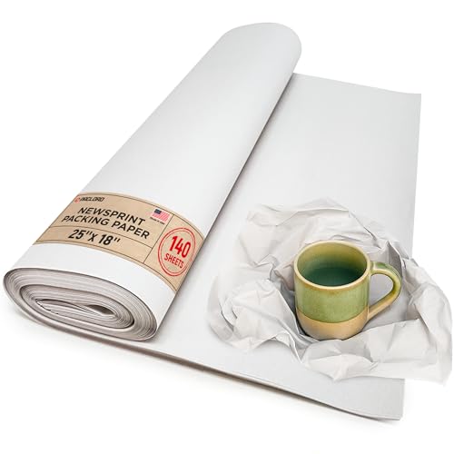 140 Newsprint Packing Paper Sheets, 25" x 18"