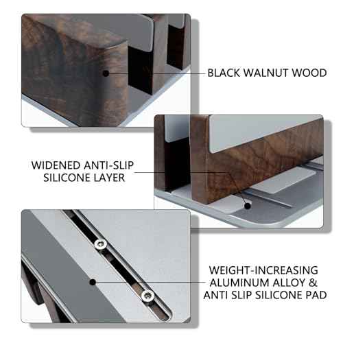 GEVO Vertical Laptop Stand for Desk - Laptop Holder for MacBook and Other Laptops - Wooden Office Desk Accessories