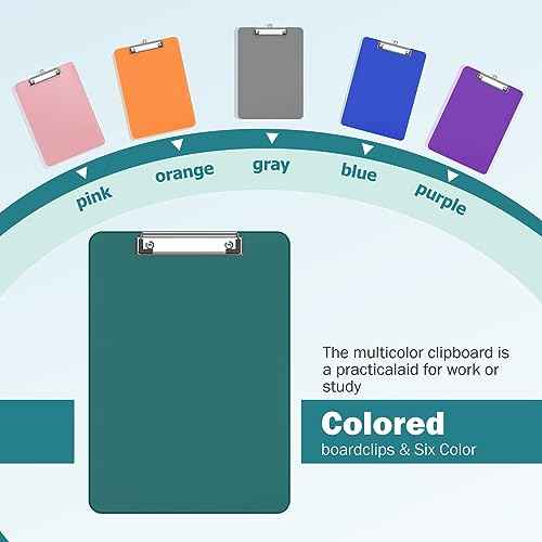 Color Clipboards 30 Pack, A4 Plastic Clear Clip Board 8.5 x 11 for Classroom, Students, Kid, Woman, Size 9" x 12.5" with Low Profile Clip, Office & School Supply