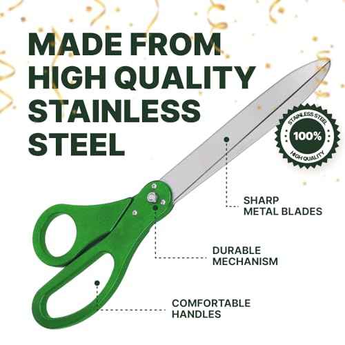 Giant Scissors for Ribbon Cutting - Green 25 Inch Grand Opening Scissors for Ribbon Cutting Ceremony Business Openings Special Events and Inaugurations
